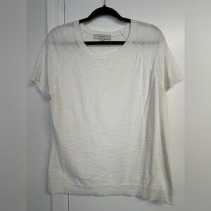 LOFT Cream Crewneck Short Sleeve Top